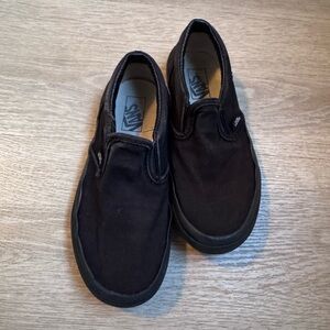 Vans Kids Slip-On Black Shoes Size 2 (youth)